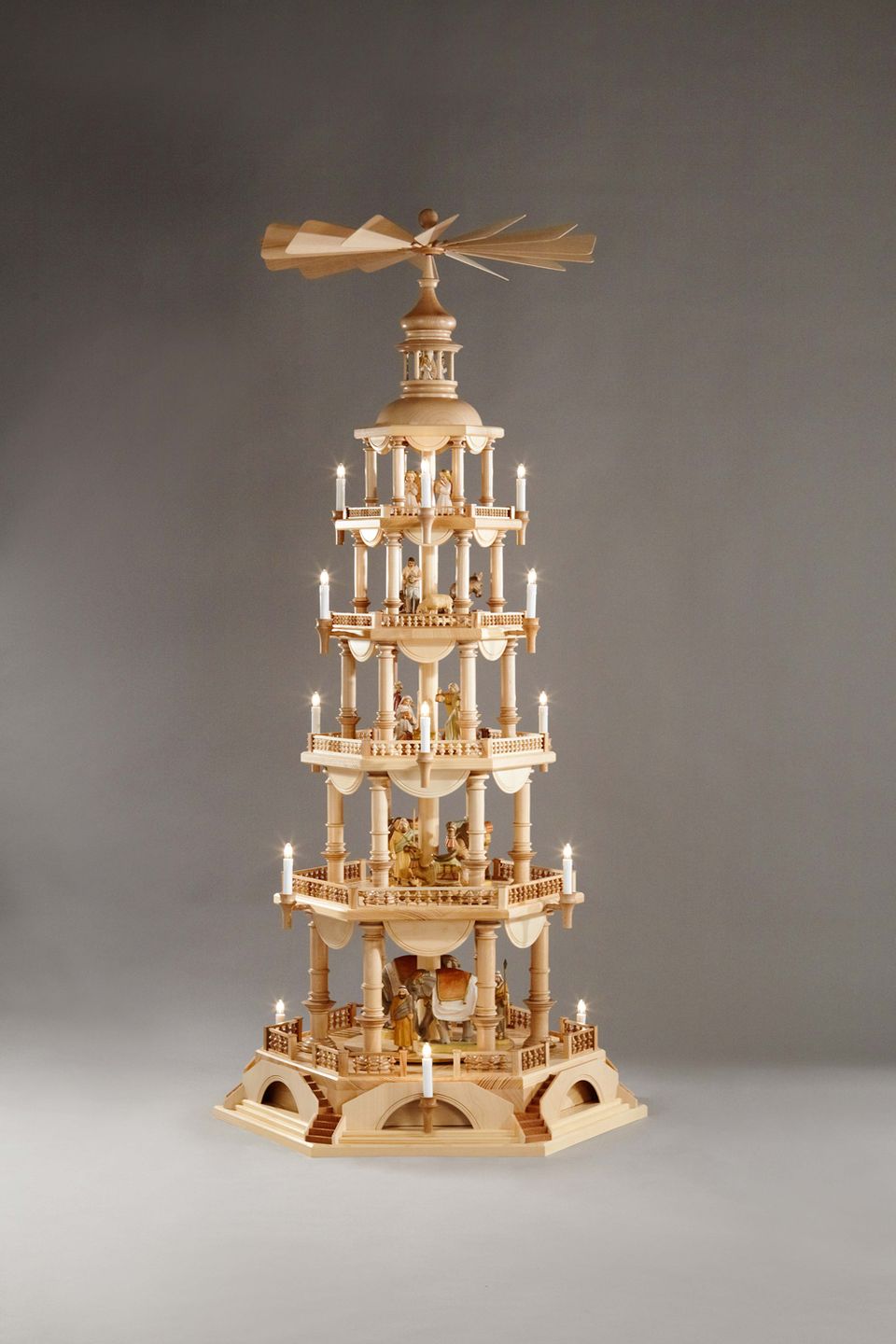 Barocke Weihnachtspyramide, Detailansicht der barocken Bauelemente